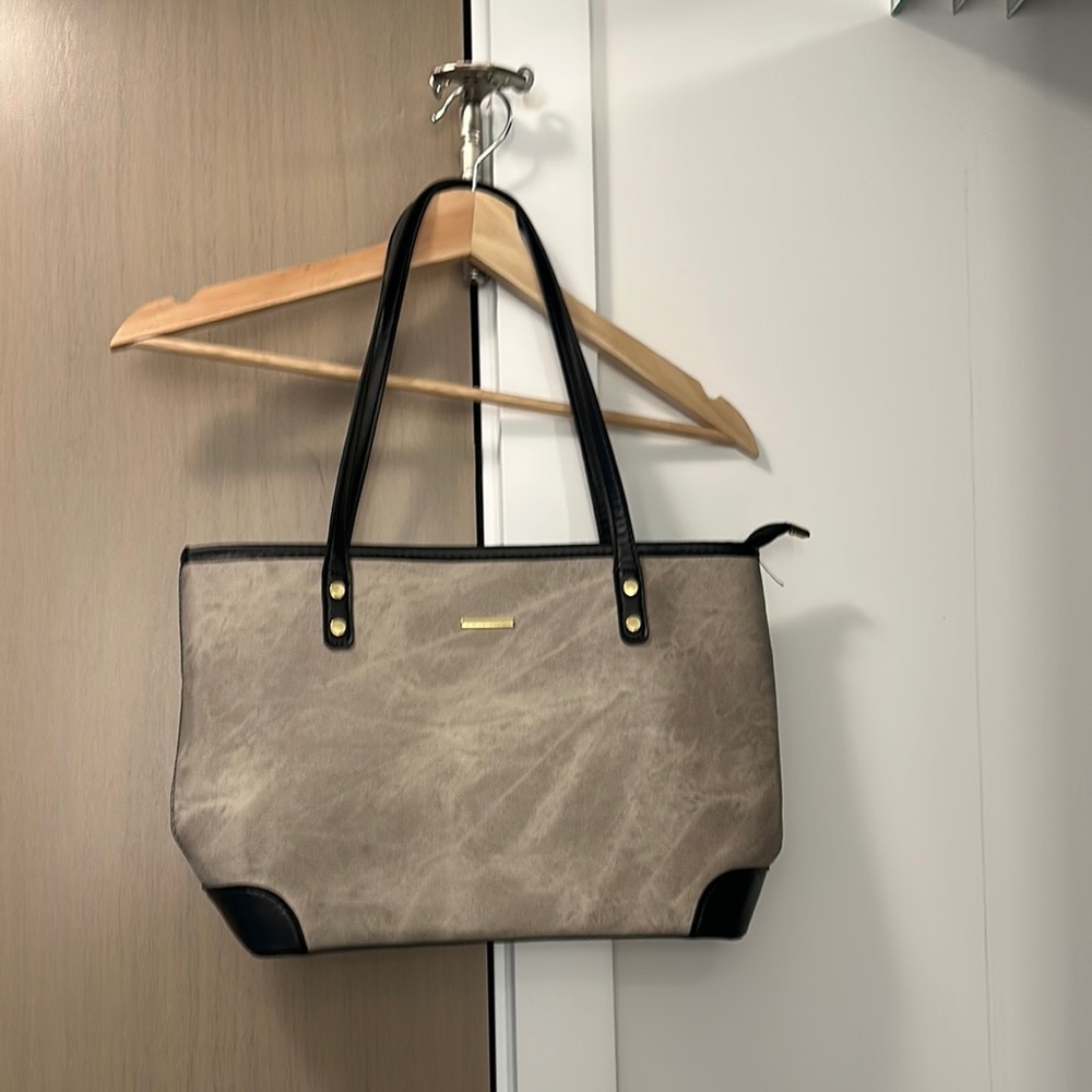Elegant Beige and Black Tote Bag